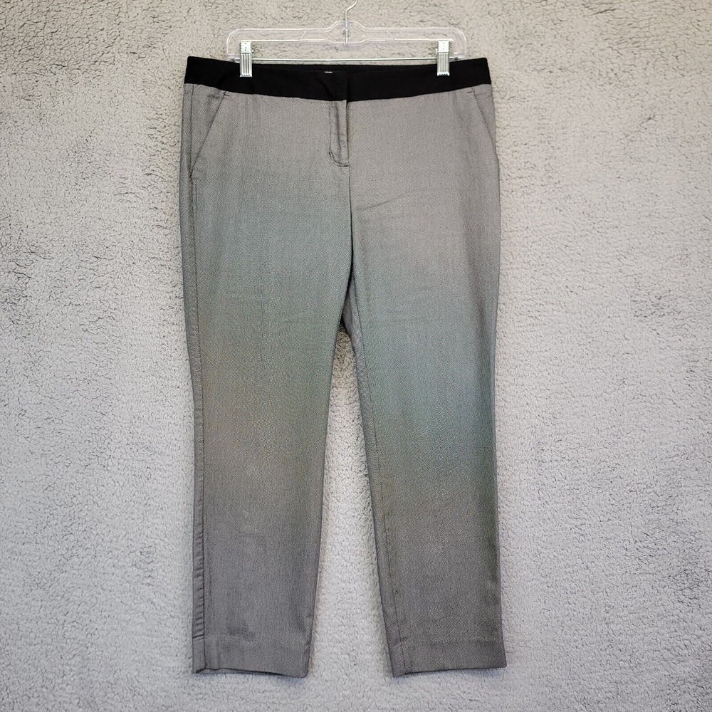 Express Columnist Pants Women's 10 R‎ Black White Micro Dots Medium Rise Tapered